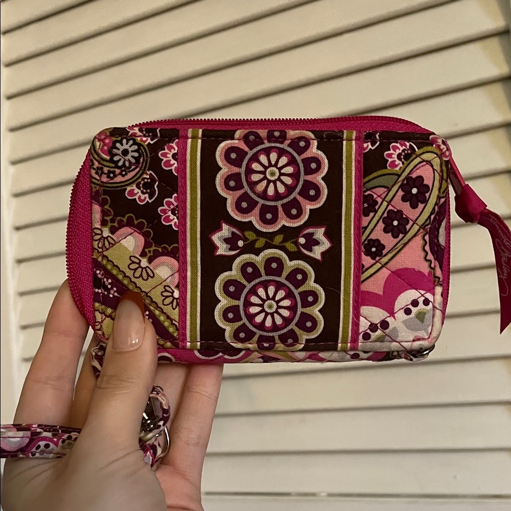 Vera Bradley Pink and Brown Floral Wristlet